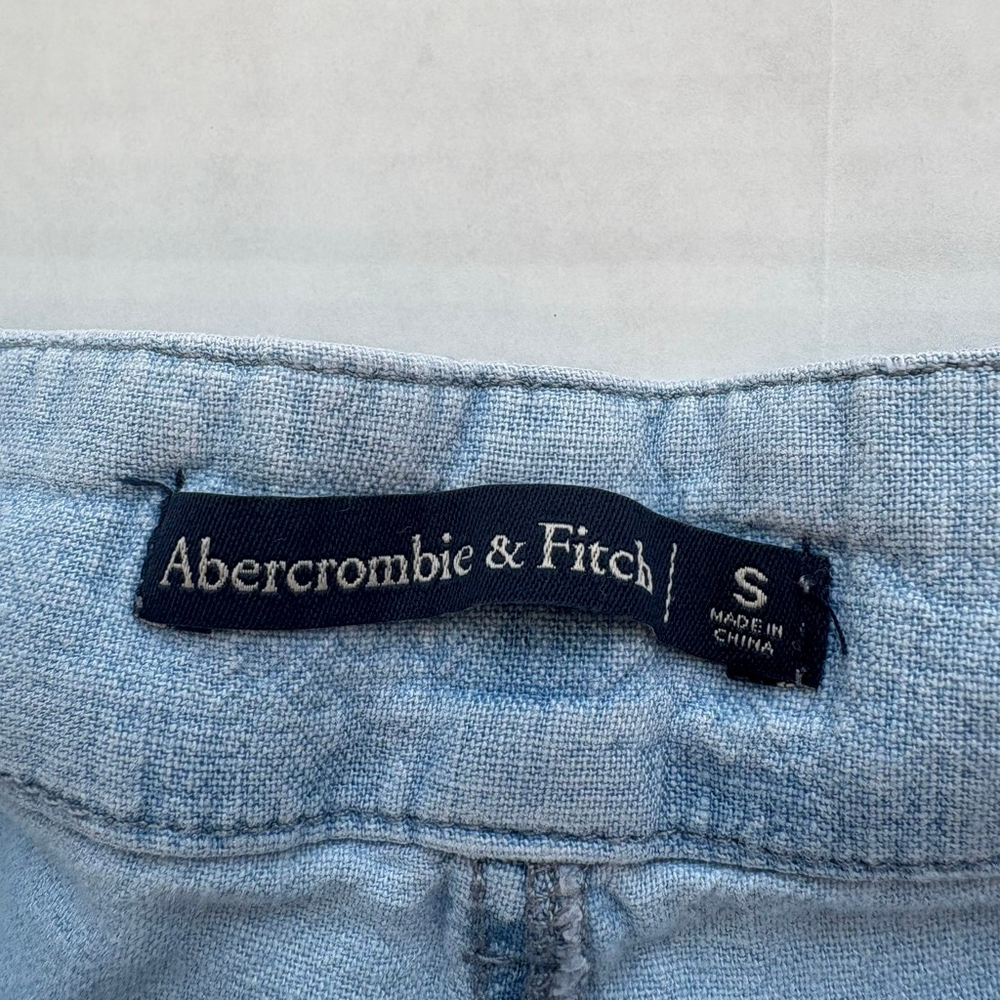 Women's Abercrombie & Fitch linen Light Blue High Waist Shorts S - Picture 7 of 13